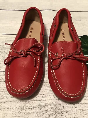 Wag W.a.g. Loafers Shoes Leather Boys Girls Sz Eu 33 Color Red • $22.50