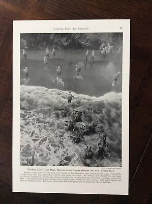 1944 Vintage Original Magazine Photo Marines Charge Beach At Dmpier Strait • $10.99