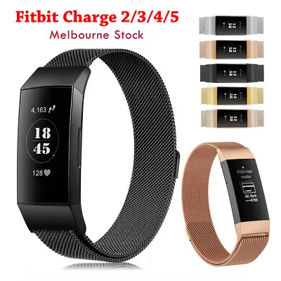 $17.59 • Buy Fits Fitbit Charge 4 5 Band Stainless Metal Steel Milanese Loop Strap Wristband