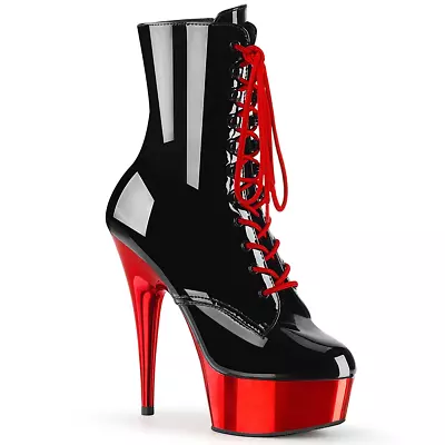 Pleaser Delight-1020 Sexy Exotic Pole Dancer Stripper Ankle Red Platform Boots • $179