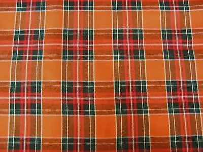 Orange Tartan Sienna Plaid Craft Dress Fabric 150 Cm  Wide Fabric FREE P & P • £0.99
