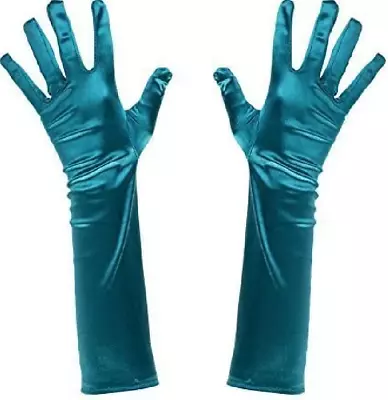 £7.99 • Buy Satin Long Elbow Length Gloves Turquoise Sexy Cosplay Party Burlesque Mermaid