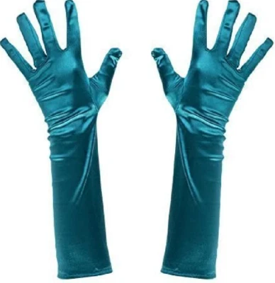 £7.99 • Buy Satin Long Elbow Length Gloves Turquoise Sexy Cosplay Party Burlesque Mermaid