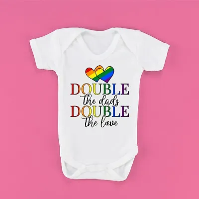 Personalised Baby Vest Double The Dads Baby Vest | 1st Pride Outfit | Rainbow • £10.99
