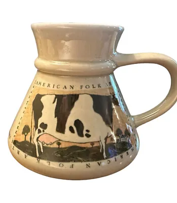 Otagiri Warren Kimble | American Folk Art Wide Base Coffee Mug | Cow Black White • $21.44