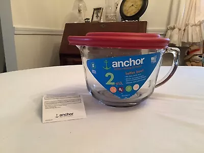 New Anchor Hocking BPA Free 2 Quart Batter Bowl W/ Red Lid • $15.99