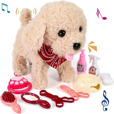 Interactive Walking Plush Puppy Toy Dog Remote Control Electronic Pet Toys Gift • £17.89