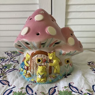 Vintage Teddy Mushroom Cottage Night Light Lamp BHS Ceramic Childrens • £24.99