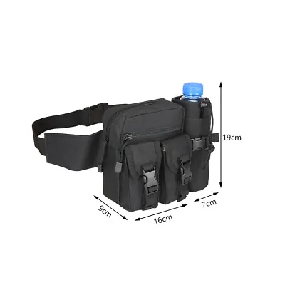 Military Tactical Waist Bag Mens Belt Pouch Waterproof Bum Utility Water Bottle • £11.65