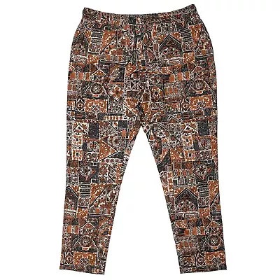 Mens Pants Joggers Black Orange Beige Abstract Graphic Drawstring Loose Harem XL • $34.99