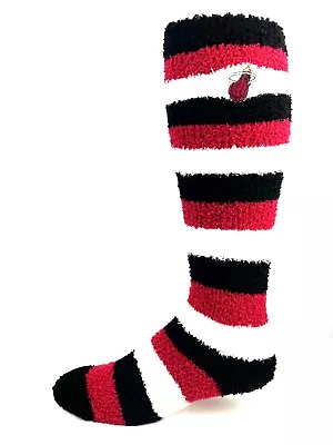 Miami Heat Basketball Black White And Maroon Striped Fuzzy Long Socks • $6.99