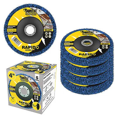 5 X SabreCut 100mm 4  Poly Strip Wheel Discs Paint Rust For Grinders 16mm Hole • £18.99