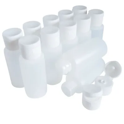 Kelkaa 1oz HDPE Natural Clear Plastic Bottles White Flip Top Cap (Pack Of 12) • $14.95