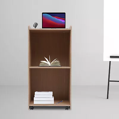 $123.49 • Buy Portable Rolling Podium Mobile Standing Laptop Desk Presentation Lectern Oak