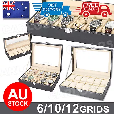 Watch Box PU Leather 6/10/12Grids Gift Storage Case High Grade Display Organizer • $15.95