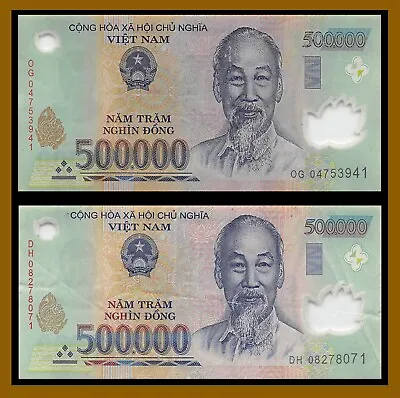 2 Pcs X Vietnam 500000 500000 Dong (1 Million) Used VND Currency Circulated • $64.99