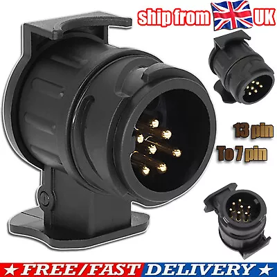 13Pin To 7 Pin Trailer Adapter Socket Plug Towing Truck Bar Converter Electric • £6.49