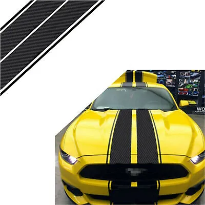 Carbon Fiber Hood Roof Rally Racing Stripe Decal Vinyl Sticker For Ford Mustang • $30.94