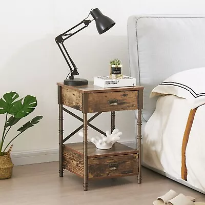 Nightstand Wood Vintage Side Cabinet Mid Century Bedside End Table With Drawer • $94.99