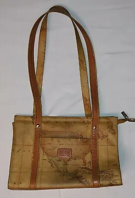 £97.11 • Buy Alviero Martini Printed Tote Map Brown Leather Bag Hand Bag 