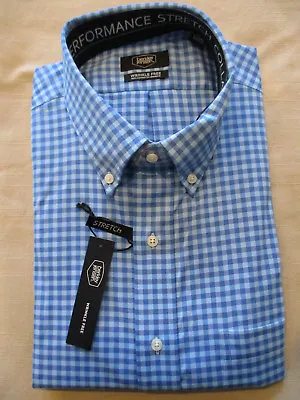 $15.29 • Buy New Berkley Jensen Buttondown Collar Dress Shirt- Blue Gingham 17 17.5 32/33