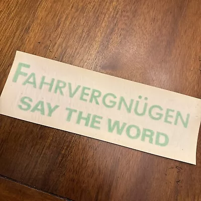 Fahrvergnugen Sticker/decal. Green. Official Dealer Giveaway. • $7.50