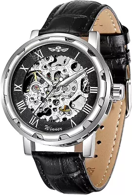 GLEIM Men's Watch Mechanical Skeleton Steampunk Design Automatic Self-Winding R • $35.97