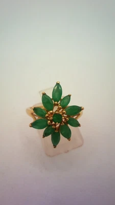 £102 • Buy Vintage Hallmarked 9ct Gold & Emerald Flower Style Ring Size P.