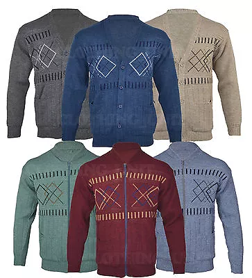£14.99 • Buy Z1 Mens Classic Zip Up Or Button Up Cardigan Argyle Diamond Grandad S -5XL