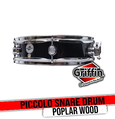 Piccolo Snare Drum 13  X 3.5  By GRIFFIN | 100% Poplar Wood Shell With Black PVC • $30.49