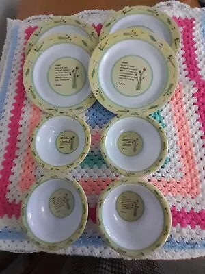 RETRO MELAMINE SET 8 Piece.4 X LARGE PLATES4 X BOWLS CAMPING PICNICS. V.G.C. • £7.50