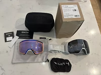 $340 New Smith 4D Mag Snow Goggles White ChromaPop Sun Platinum Mirror Ski • $269.99