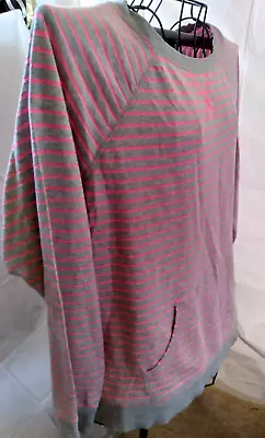 Womens Teens MADE FOR LIFE KNIT TOP Shirt Pink Gray Stripe L Long Sleeve • $9