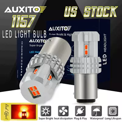 AUXITO 1157 2057 Red LED Stop Turn Signal Brake Tail Light Bulbs BAY15D 2X Lamp • $12.59