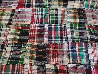 BTY X 45 W Flannel Madras Patchwork Plaid Fabric Multicolored Red Green Blue  • $12.99