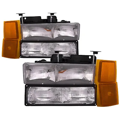 Headlights Pair 8 Pc Set Fits 94-99 Chevrolet Truck Pickup Stock C/K Suburban • $70.96