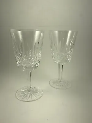 $55 • Buy Set Of Two (2) VTG WATERFORD Lismore Crystal 6 7/8  WATER Goblets Ireland /rb