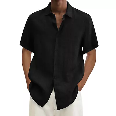 Mens Short Sleeve Dress Shirts Wrinkle Free Solid Casual Button Down Shirts • $19.52