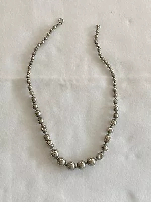 Sterling Silver Ball Bead Vintage Necklace 11  7/8  Beads Beautiful! • $82.50