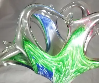 Murano Glassware Colorful Hand Blown Art Glass Napkin Holder Blue Green Pink • $45