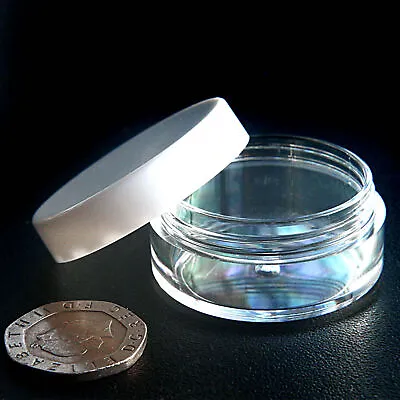 Small Clear Travel Sample Pots Jars Pieces Containers 5g 5ml With White Lids Jdw • £21.99