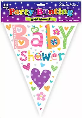 12ft Foil Baby Shower Bunting Flag Banner Party Wall Decorations Unisex Boy Girl • £2.19