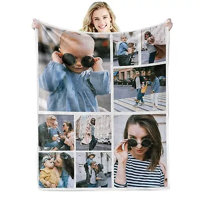 £21.99 • Buy Personalised Photo Upload Collage Blanket Birthday Gift Anniversary Gift