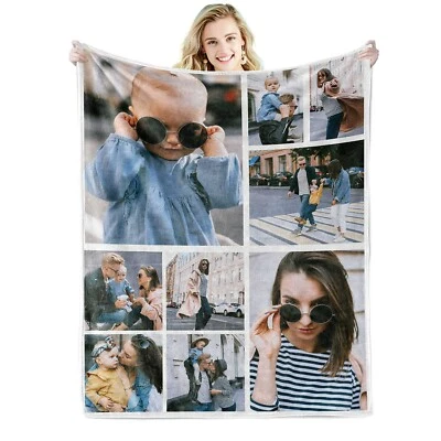 £21.99 • Buy Personalised Photo Upload Collage Blanket Birthday Gift Anniversary Gift
