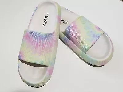 MUDD Women Size 8 Shoes Billie Slide Flip Flop Sandals Tie Dye Multicolor Rubber • $8