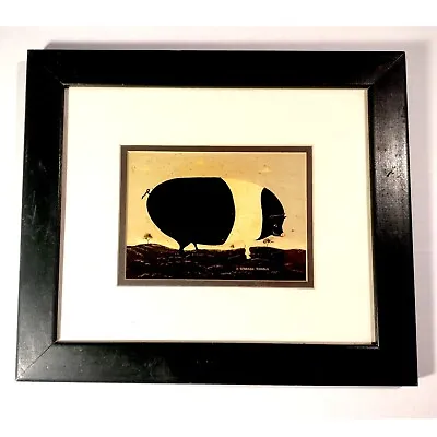 Warren Kimble American Folk Art Signed Print Pig Wood Framed 12.5x14.5 Primitive • $89.99