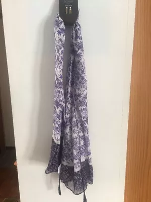 Oblong Scarf Blue Pattern With Tassle At Bottom New With Tag • $12