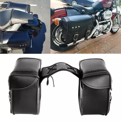 Black Motorcycle Side Saddle Bags For Kawasaki Vulcan 750 800 900 1500 1600 2000 • $113.36