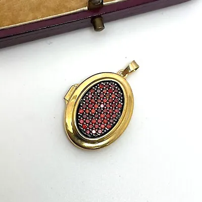 9ct Gold Red Locket Pendant 9ct Yellow Gold Hallmarked Red CZ Locket • £139