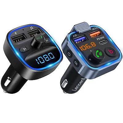 LENCENT Car FM Transmitter Wireless Bluetooth 5.0 MP3 Player USB Charger Adapter • £13.99